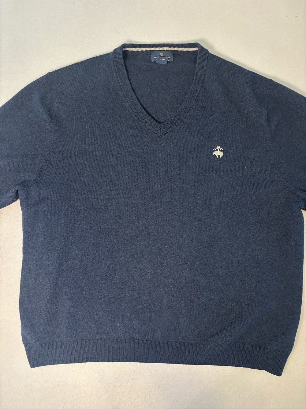 Brooks Brothers Men's Navy Extra Fine Merino V-Neck Sweater - XL